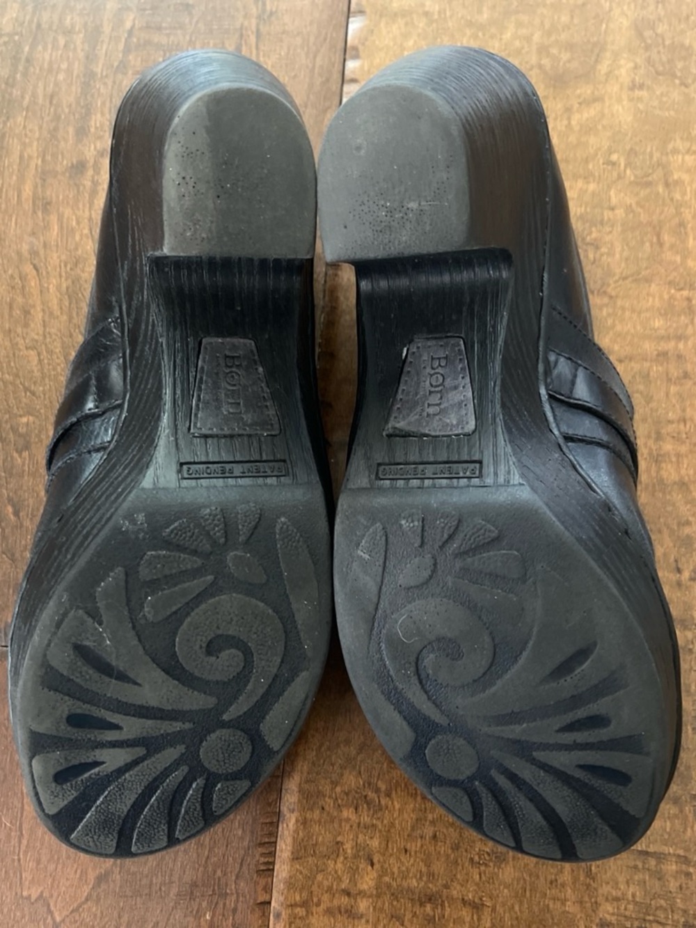 Børn Dollie black leather platform clogs with buckle straps Sz. 9 - Picture 5 of 6